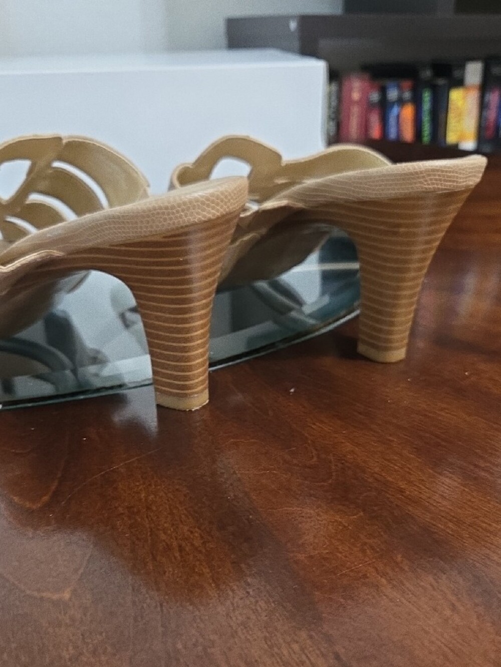 AEROSOLES Tan Strappy Mid-Heel Slide Mules - Picture 7 of 7